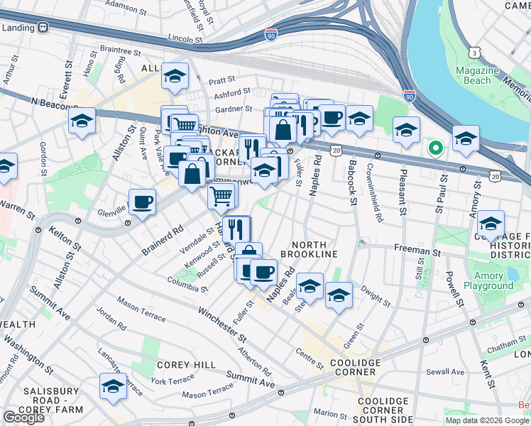 map of restaurants, bars, coffee shops, grocery stores, and more near in 