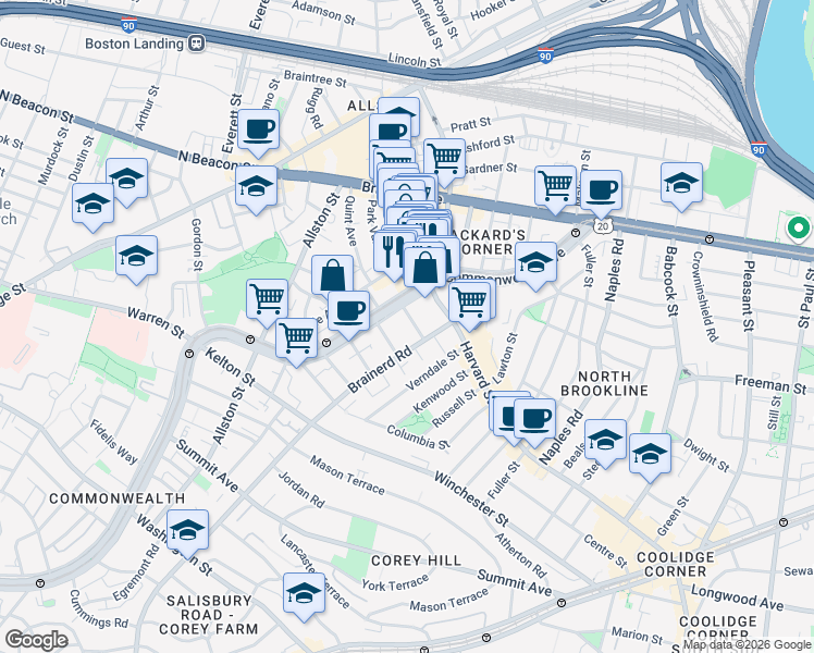 map of restaurants, bars, coffee shops, grocery stores, and more near 5 Royce Road in Boston