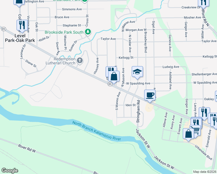 map of restaurants, bars, coffee shops, grocery stores, and more near 2001 Michigan Avenue in Battle Creek