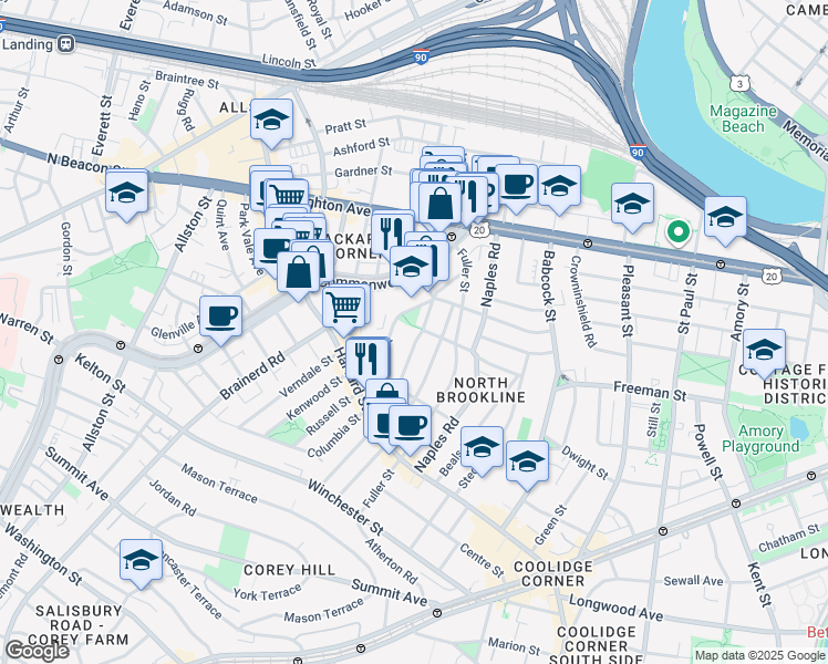 map of restaurants, bars, coffee shops, grocery stores, and more near in 