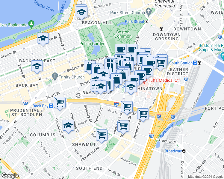 map of restaurants, bars, coffee shops, grocery stores, and more near in 