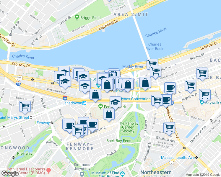 map of restaurants, bars, coffee shops, grocery stores, and more near 642-648 Beacon Street in Boston