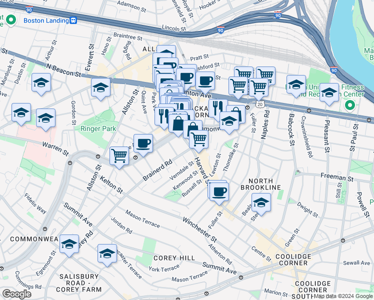 map of restaurants, bars, coffee shops, grocery stores, and more near in 