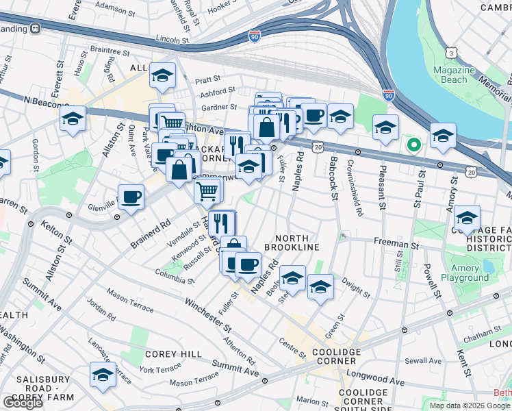 map of restaurants, bars, coffee shops, grocery stores, and more near in 