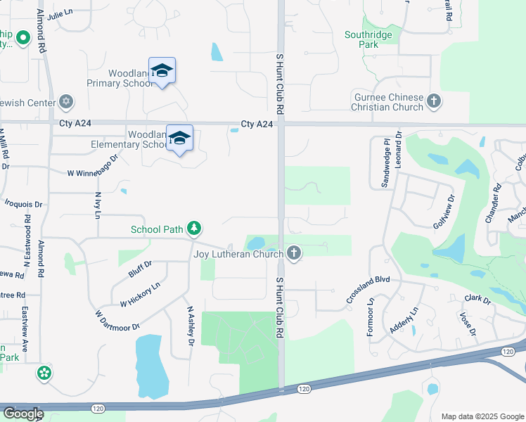 map of restaurants, bars, coffee shops, grocery stores, and more near 17056 West Cunningham Court in Libertyville