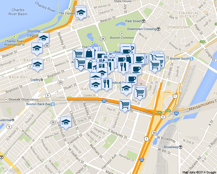 map of restaurants, bars, coffee shops, grocery stores, and more near in 