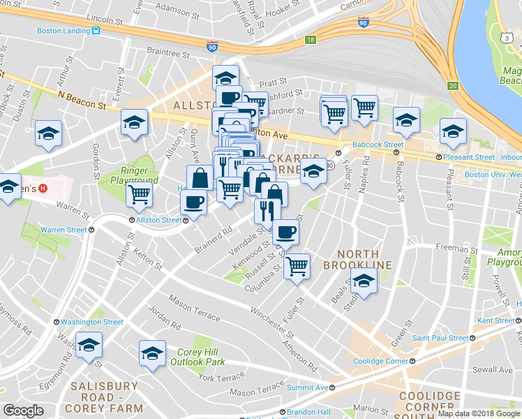 map of restaurants, bars, coffee shops, grocery stores, and more near in 