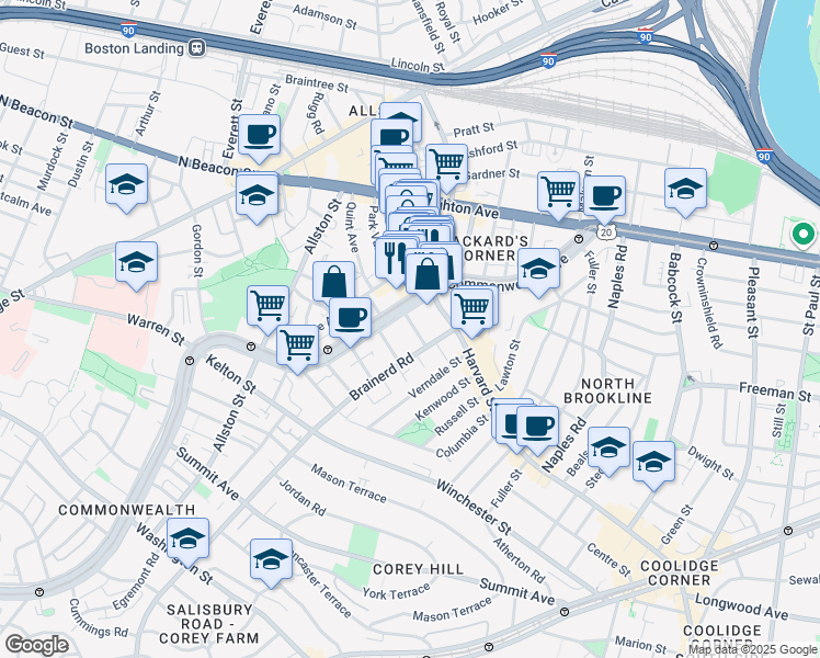 map of restaurants, bars, coffee shops, grocery stores, and more near 5 Royce Road in Boston