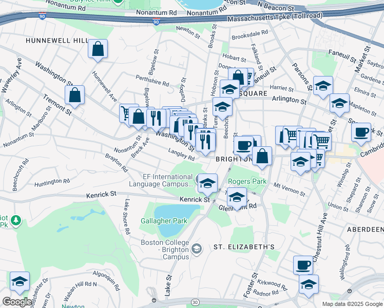 map of restaurants, bars, coffee shops, grocery stores, and more near 546 Washington Street in Boston