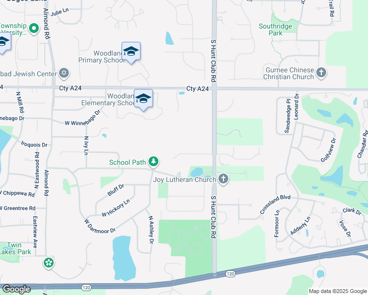 map of restaurants, bars, coffee shops, grocery stores, and more near 17122 West Cunningham Court in Libertyville