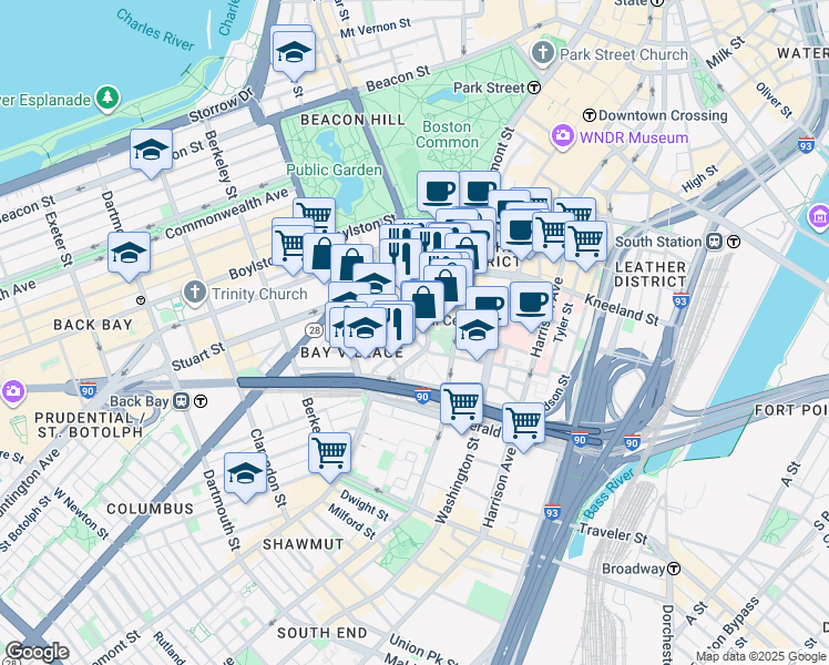 map of restaurants, bars, coffee shops, grocery stores, and more near in 