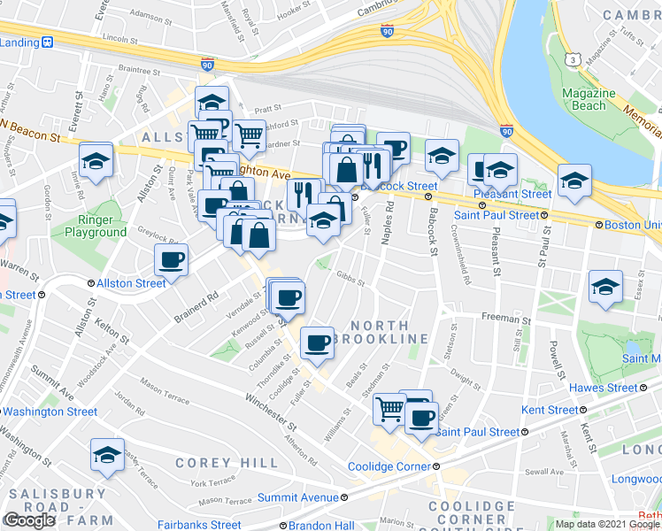 map of restaurants, bars, coffee shops, grocery stores, and more near in 