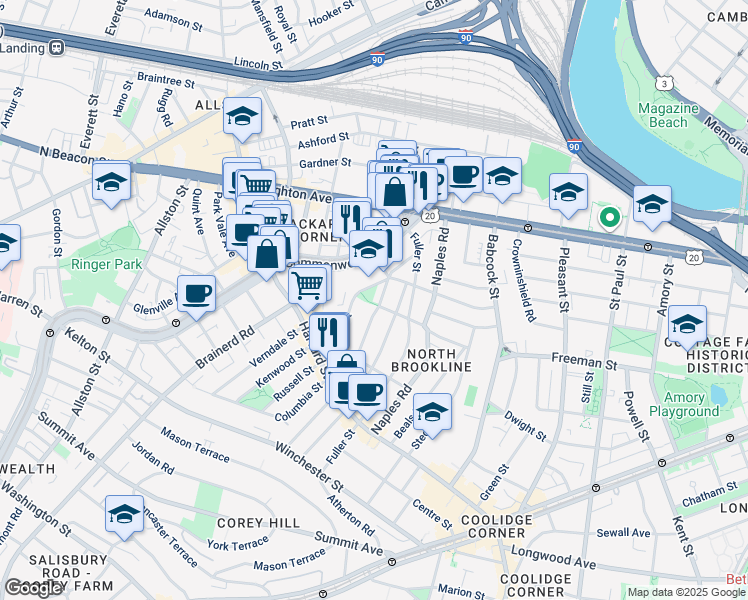 map of restaurants, bars, coffee shops, grocery stores, and more near in 