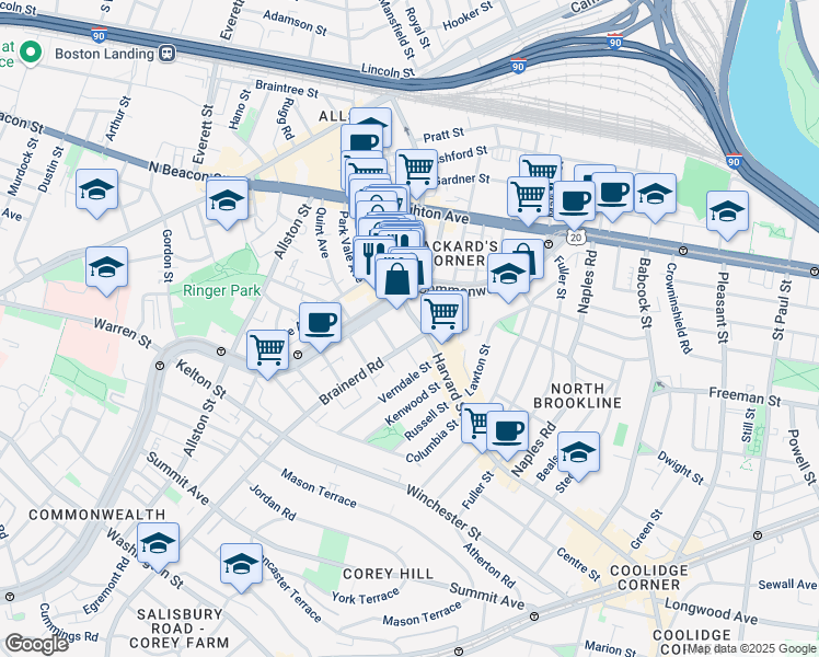map of restaurants, bars, coffee shops, grocery stores, and more near in 