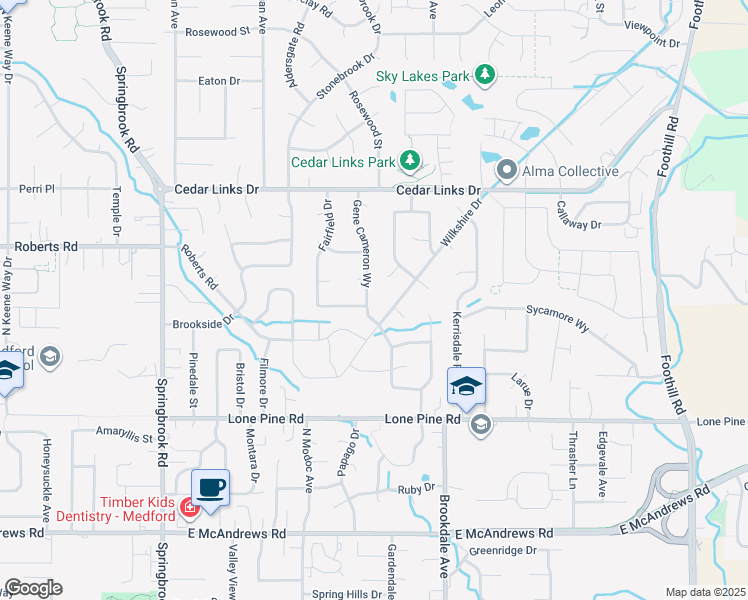 map of restaurants, bars, coffee shops, grocery stores, and more near 2228 Gene Cameron Way in Medford