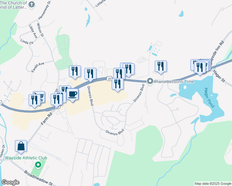 map of restaurants, bars, coffee shops, grocery stores, and more near 771 Boston Post Road East in Marlborough