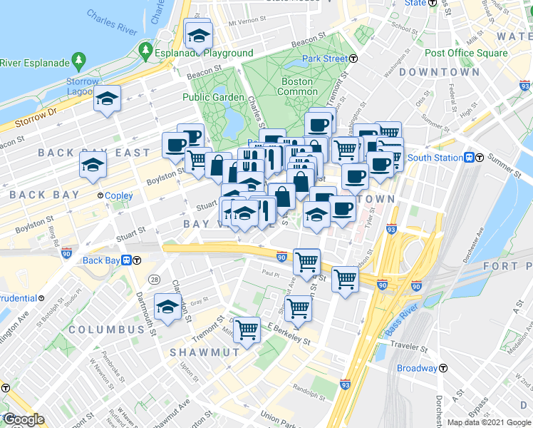 map of restaurants, bars, coffee shops, grocery stores, and more near in 