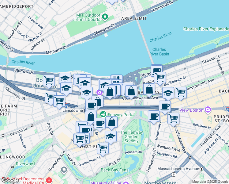 map of restaurants, bars, coffee shops, grocery stores, and more near 648 Beacon Street in Boston