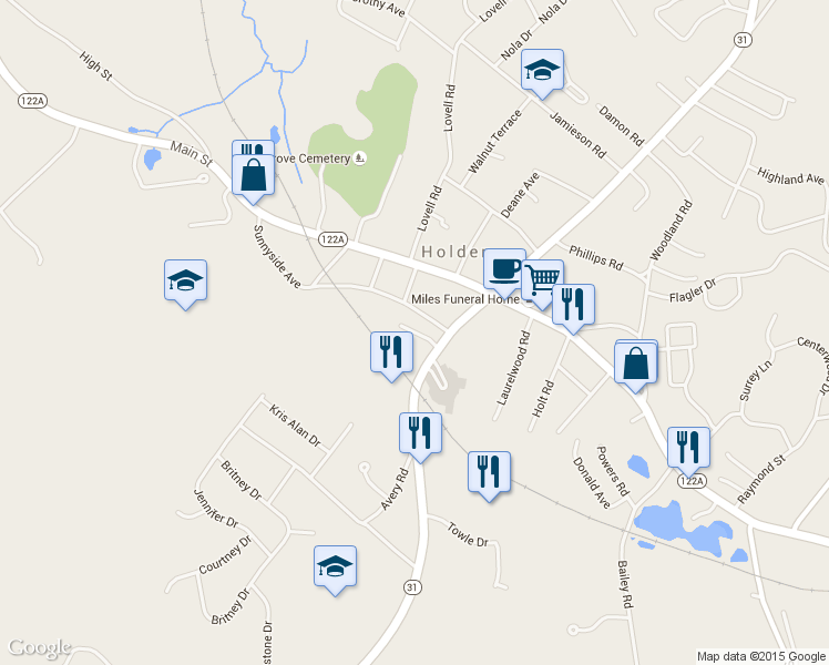 map of restaurants, bars, coffee shops, grocery stores, and more near 4 Davis Way in Holden