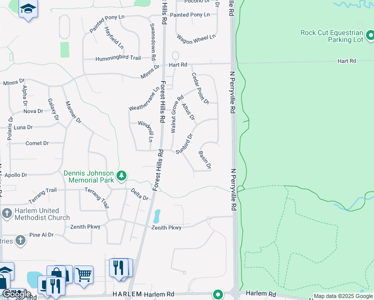 map of restaurants, bars, coffee shops, grocery stores, and more near 5307 Sunbird Drive in Loves Park