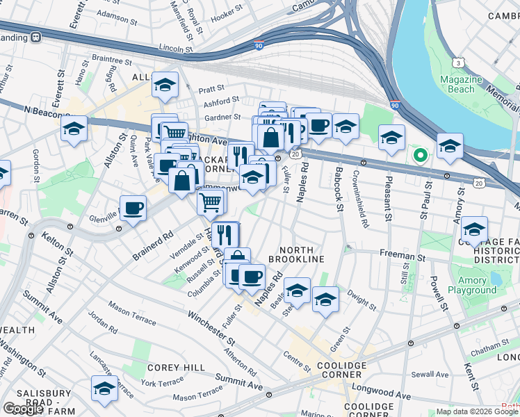 map of restaurants, bars, coffee shops, grocery stores, and more near in 