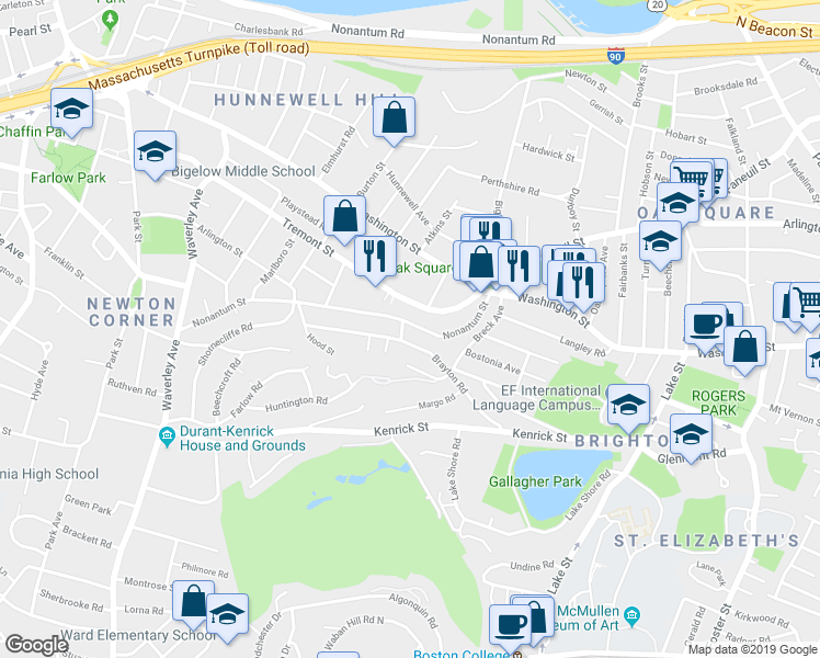 map of restaurants, bars, coffee shops, grocery stores, and more near 111 Brayton Road in Boston
