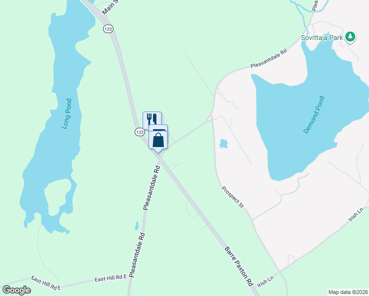 map of restaurants, bars, coffee shops, grocery stores, and more near 177 Pleasantdale Road in Rutland