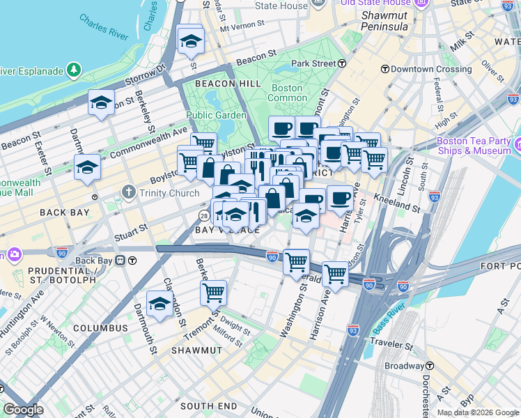 map of restaurants, bars, coffee shops, grocery stores, and more near in 