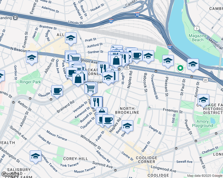 map of restaurants, bars, coffee shops, grocery stores, and more near in 