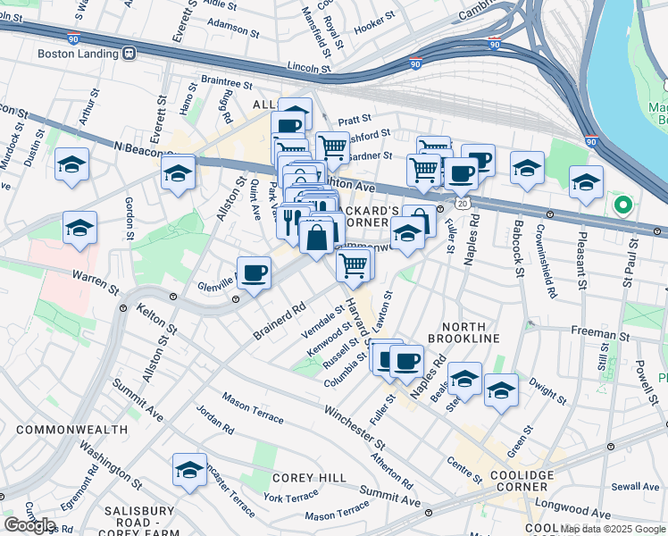map of restaurants, bars, coffee shops, grocery stores, and more near in 