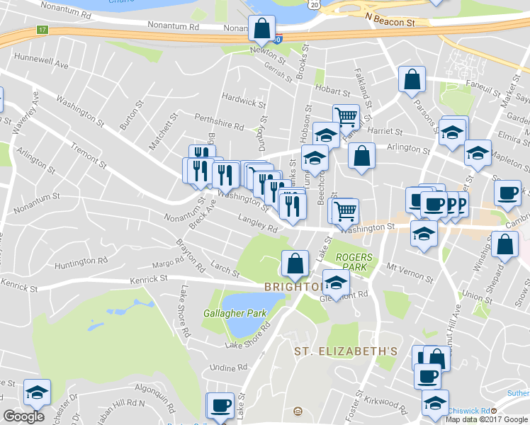 map of restaurants, bars, coffee shops, grocery stores, and more near 558 Washington Street in Boston