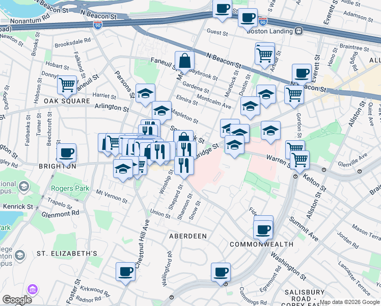 map of restaurants, bars, coffee shops, grocery stores, and more near 8 Elko Street in Boston