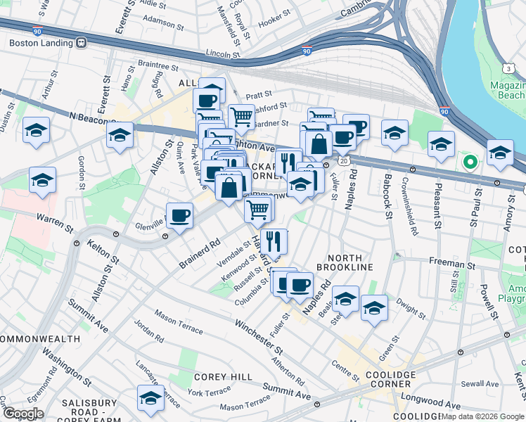 map of restaurants, bars, coffee shops, grocery stores, and more near in 