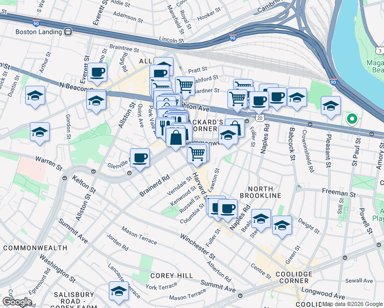 map of restaurants, bars, coffee shops, grocery stores, and more near in 