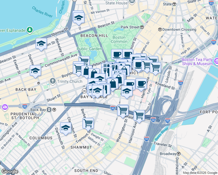 map of restaurants, bars, coffee shops, grocery stores, and more near in 