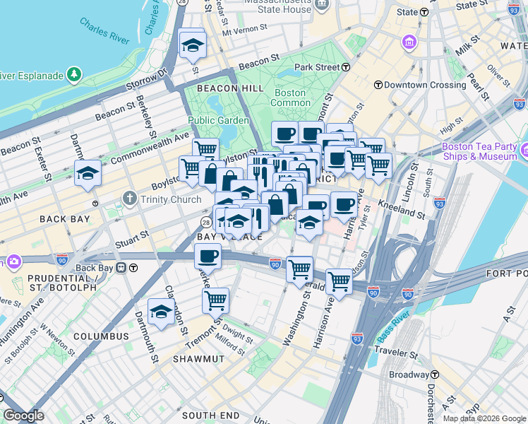 map of restaurants, bars, coffee shops, grocery stores, and more near in 