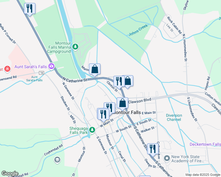 map of restaurants, bars, coffee shops, grocery stores, and more near 236 Henry St in Montour Falls