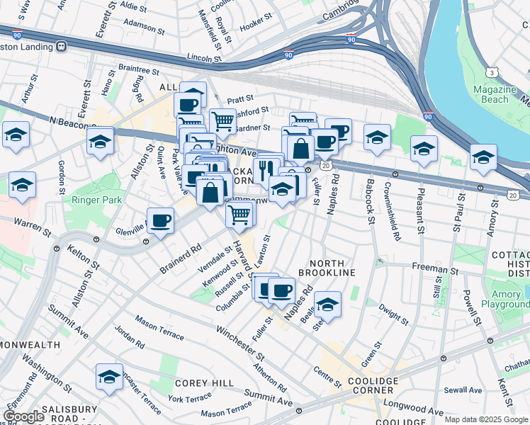 map of restaurants, bars, coffee shops, grocery stores, and more near in 