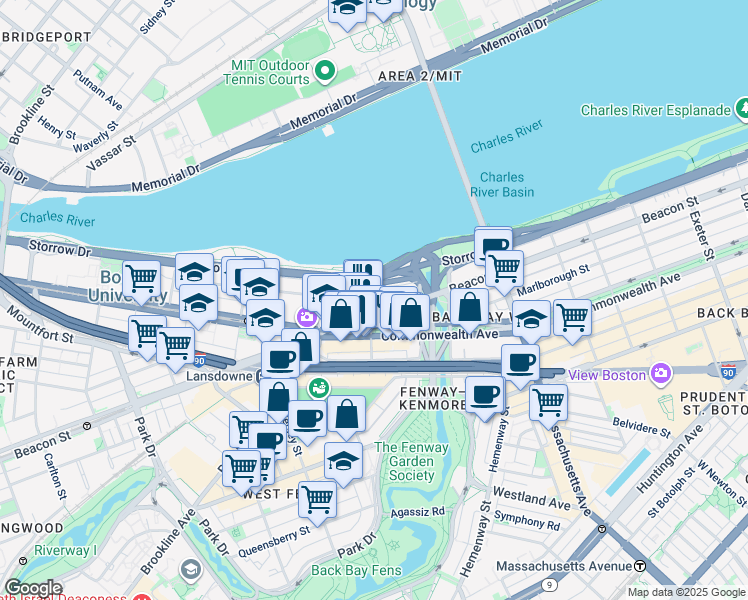 map of restaurants, bars, coffee shops, grocery stores, and more near 642-648 Beacon Street in Boston