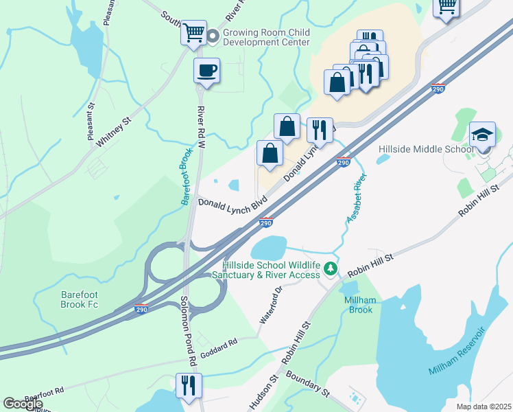 map of restaurants, bars, coffee shops, grocery stores, and more near 780 Donald Lynch Boulevard in Berlin