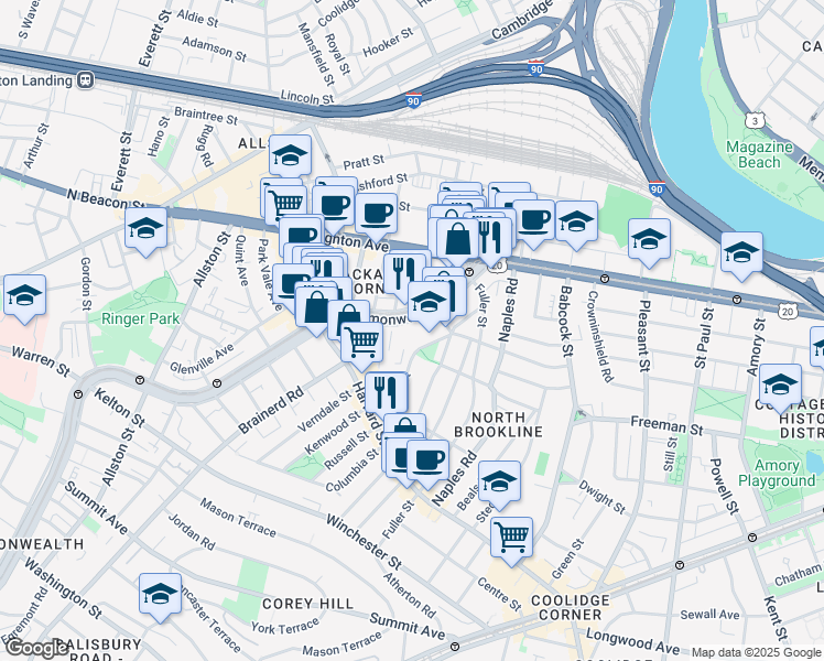 map of restaurants, bars, coffee shops, grocery stores, and more near in 