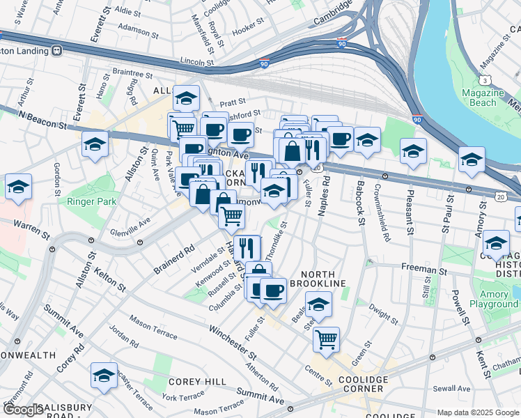 map of restaurants, bars, coffee shops, grocery stores, and more near in 