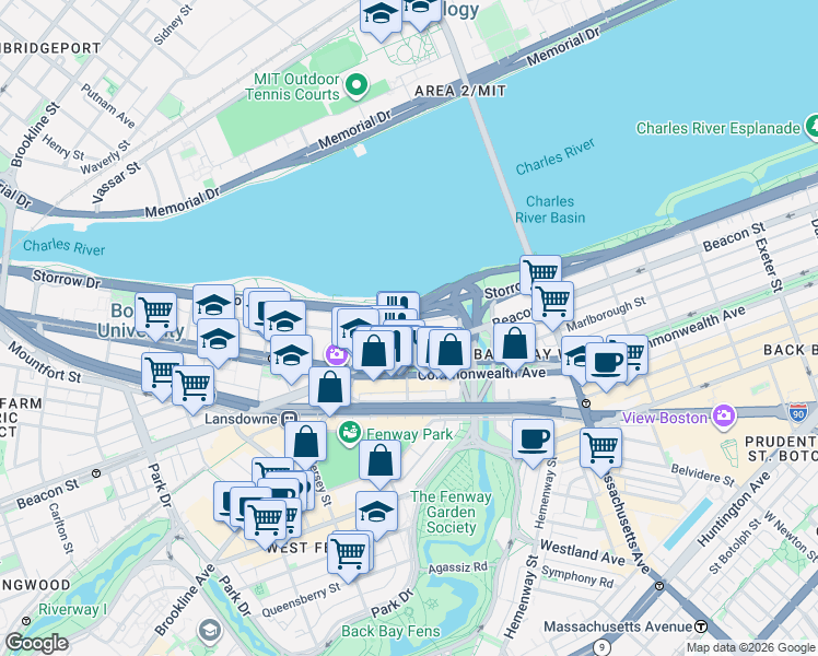 map of restaurants, bars, coffee shops, grocery stores, and more near 642-648 Beacon Street in Boston