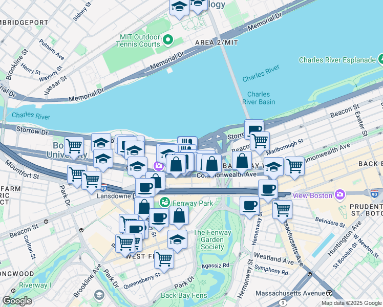 map of restaurants, bars, coffee shops, grocery stores, and more near 642-648 Beacon Street in Boston