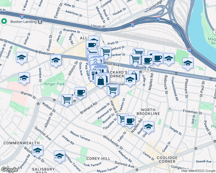 map of restaurants, bars, coffee shops, grocery stores, and more near in 