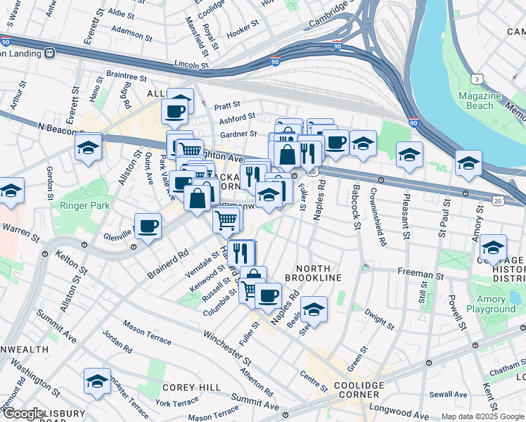 map of restaurants, bars, coffee shops, grocery stores, and more near in 