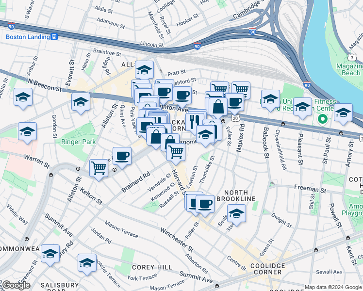 map of restaurants, bars, coffee shops, grocery stores, and more near in 