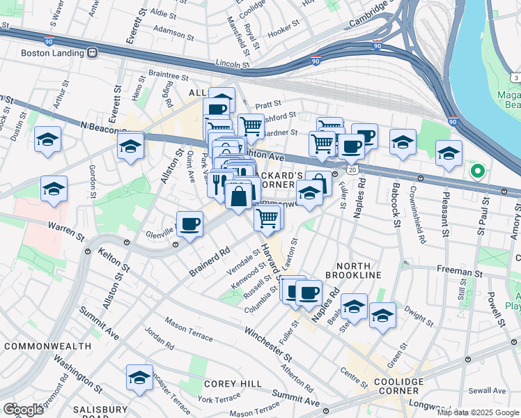 map of restaurants, bars, coffee shops, grocery stores, and more near in 