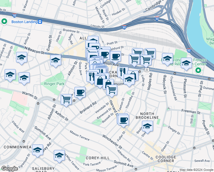 map of restaurants, bars, coffee shops, grocery stores, and more near in 