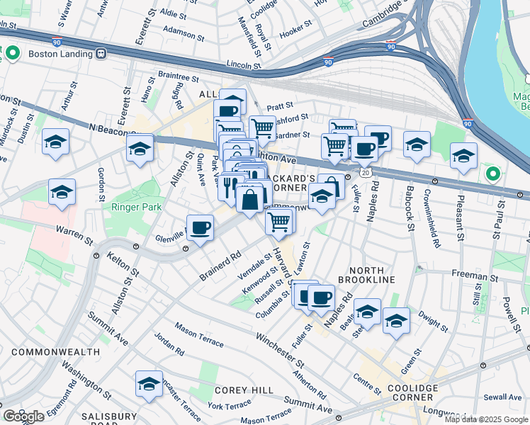 map of restaurants, bars, coffee shops, grocery stores, and more near in 